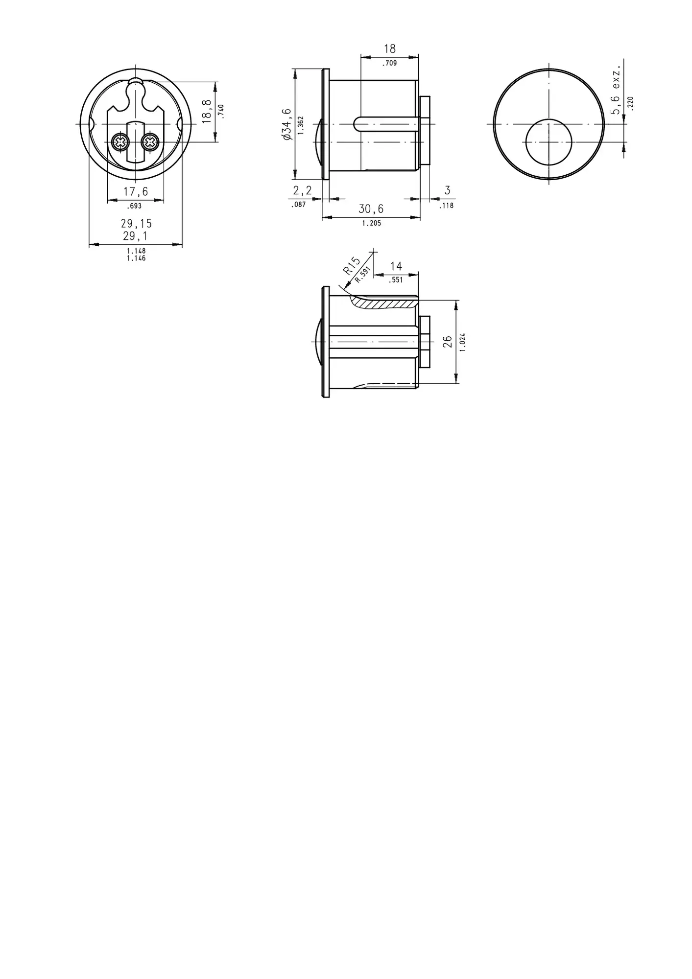 DOM ix Teco Rond profiel Schroefcilinder 419L - Mechanische
